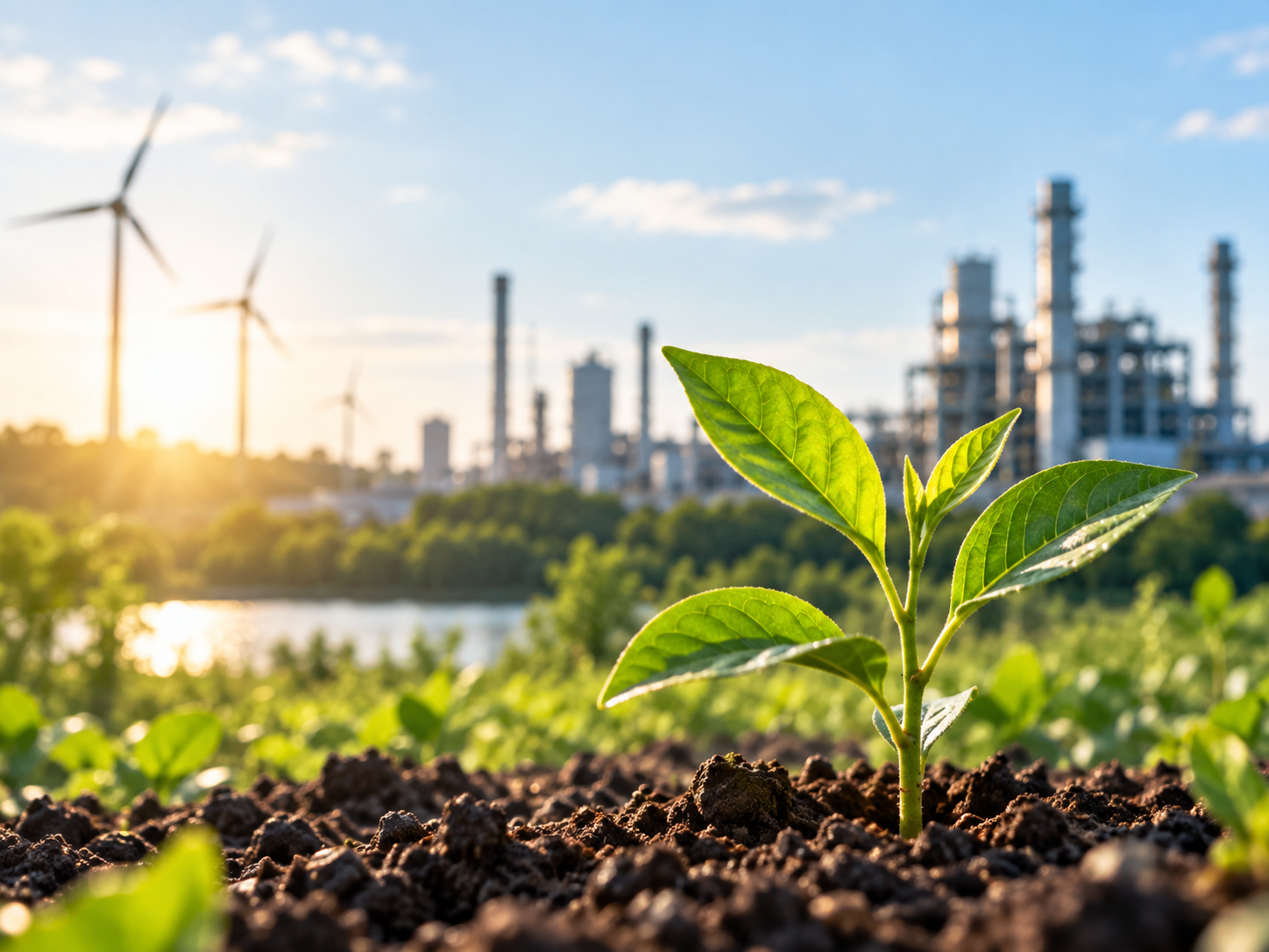 Sustainability and carbon management represented by a growing plant